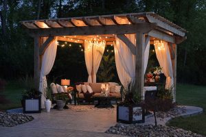 Lighting up entertainment areas in your backyard. Outdoor Landscape Lighting Electrician Installation, garden path lights.