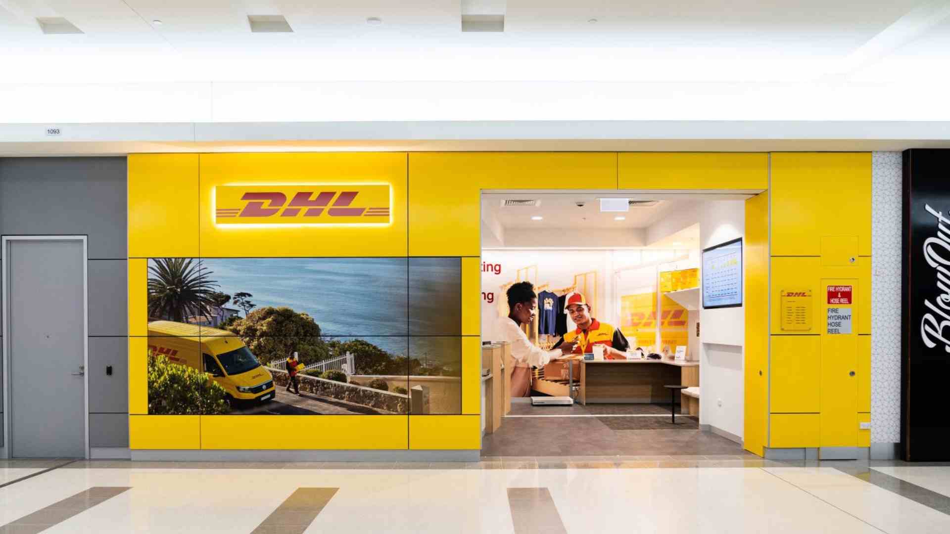 Front view of DHL, showcasing electrical work by Commercial Electrician Sydney